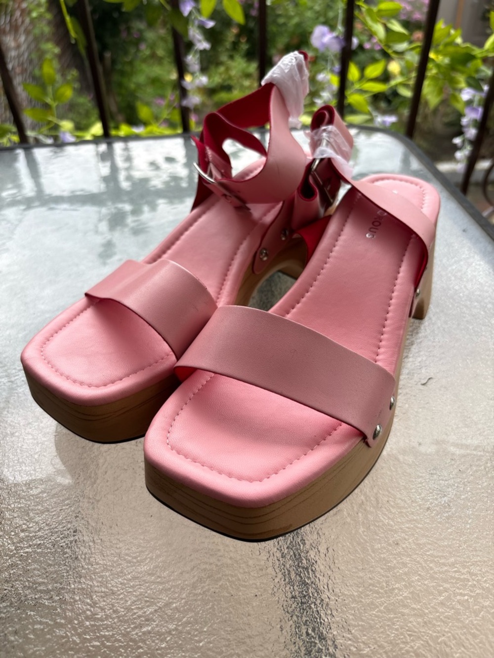 ASOS Pink Platform Sandals with Ankle Strap